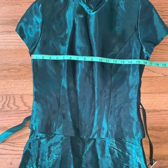 Vintage Laura Salkin Emerald Green Short Sleeve Maxi Formal Dress Size 11/12 - Picture 10 of 14